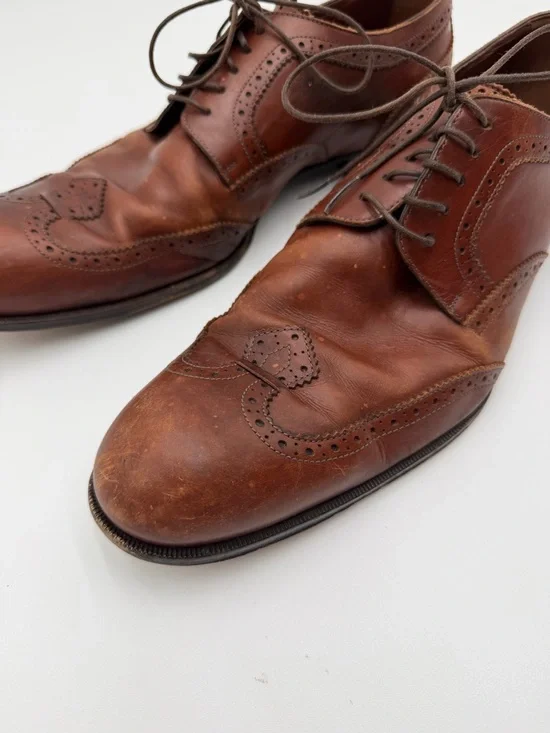 Louis Vuitton Dress Shoes Mens 9.5 Brown Leather Brogue Italy Lace Up - Picture 4 of 16